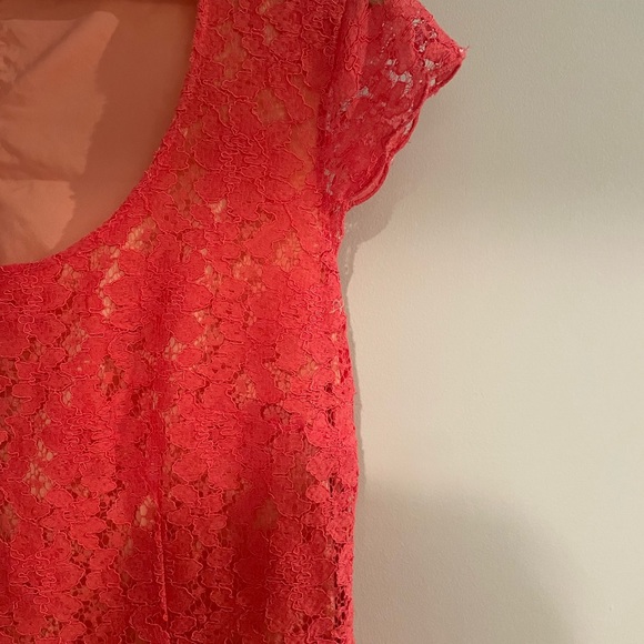 Coral Lace Mini-dress - Picture 2 of 4